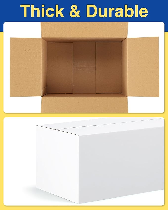 40-Pack-Small-Shipping-Boxes-8x8x4, Corrugated-Cardboard-Boxes-for-Packaging-Small-Business, White-Boxes-Mailers