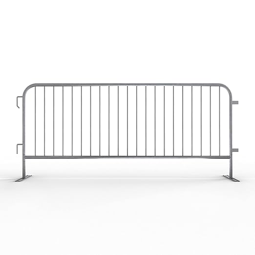 Trafford Industrial Angry Bull Barricades Metal Interlocking Steel Barricade (6.5 Ft. Economy, Light Weight & Pre-Galvanized, Flat Feet, Zinc Coated Steel, Set of 10)