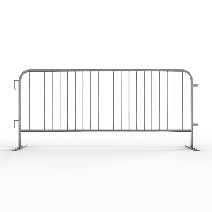 Trafford Industrial Angry Bull Barricades Metal Interlocking Steel Barricade (6.5 Ft. Economy, Light Weight & Pre-Galvanized, Flat Feet, Zinc Coated Steel, Set of 20)