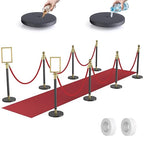 kaiyomi 8Pcs Stanchions Posts Velvet Ropes with Red Carpet and Sign Frame, Water or Sand-Fillable Base, Suitable for 8.5" x 11" A4 Paper Size Sign Frame for Red Carpet Party Decoration (Black&Golden)