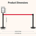 INMOZATA 6 Pack Retractable Belt Stanchions, Black Crowd Control Posts with 6.6FT Belts, Sign Holders, Heavy-Duty Steel Base – Ideal for Events, Auto Shows, Public Venues, Exhibitions
