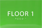 6" X4" Floor 1 Sign - ADA Compliant Tactile Graphics Grade 2 Braille Text | Wall Mount Plastic Directional Assistance, Floor Number Sign for Office, Schools, Hospitals, Apartments