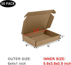 50 Pack 6x4x1 Inches Small Shipping Boxes, Brown Corrugated Cardboard Boxes, Moving Mailing Packing Box