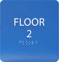 6" X6" Floor 2 Sign - ADA Compliant Tactile Graphics Grade 2 Braille Text Acrylic Wall Signs - Directional Assistance, Floor Number Safety Sign for Office, school Hospital, Apartment