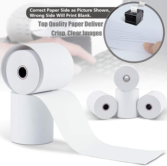 (10 Rolls) 3-1/8 X 230 ft Thermal Credit Card Paper, 80mm Fits Most POS Machines and Cash Registers - Azure Zone