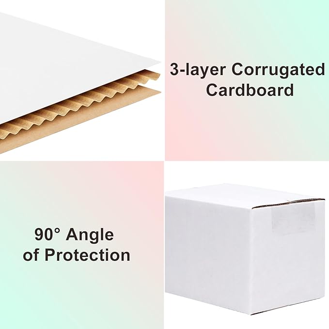 PETAFLOP 6x4x4 Shipping Boxes 50 Pack, White Cardboard Boxes Kraft Corrugated Mailer Boxes for Small Business