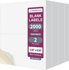 NextDayLabels – 8-1/2" x 5-1/2" Rectangular Sticker Labels for Printer - White Laser/Inkjet Printer Labels Return Address Labels Shipping Label Stickers (1000 Sheets, 2 Per Sheet, 2000 Labels)