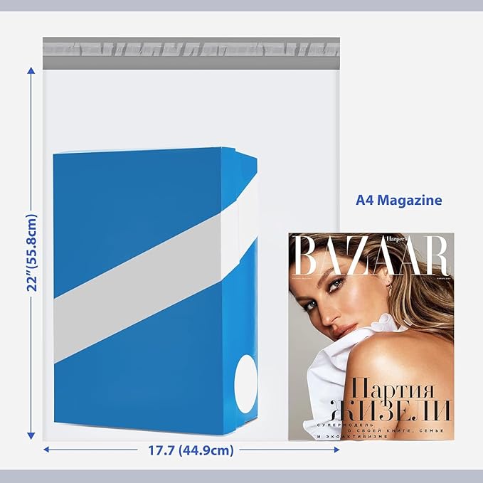 Fuxury 600 Pack 17.7x22" White Large Poly Mailers Bulk,Waterproof Mailing Envelopes for Clothing,XL Strong Adhesive Self Seal Poly Shipping Bags for Postage Return Books Small Business