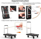 Folding Hand Truck, 330 Lbs Heavy Duty Luggage Cart, Portable Push cart Dolly with Adjustable Handle for Auto, Luggage, Personal, Travel, Moving Shopping and Office Use