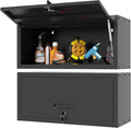 Metal Garage Wall Cabinet with Lock, Wall Mounted Metal Storage Cabinets with Flip-Up Doors, Lockable Floating Tool Storage for Garage Basement Utility Room