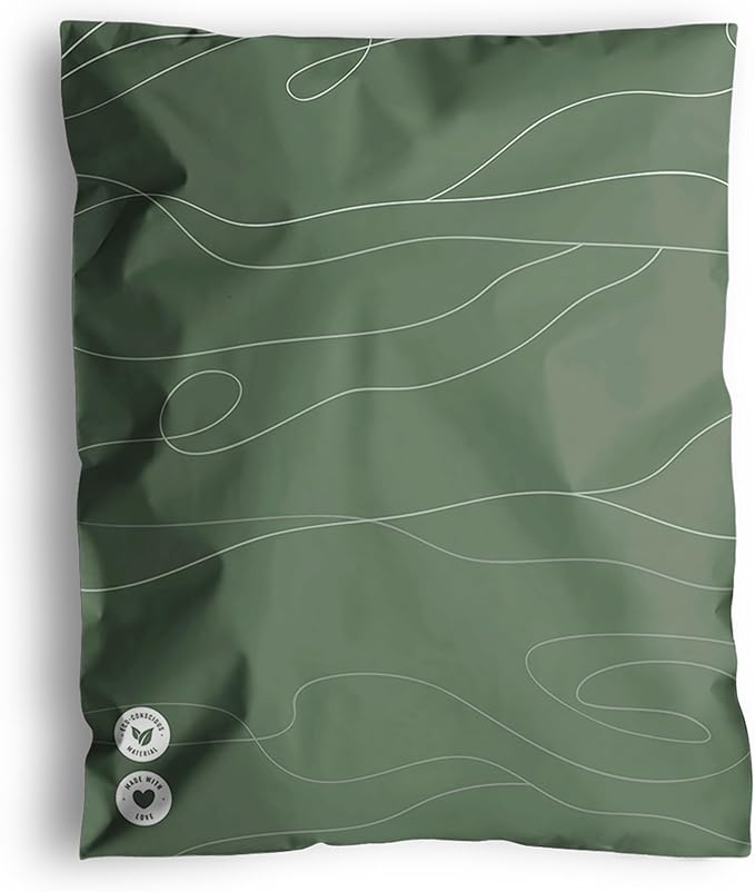 Poly Mailers 10x13-25 Pack Biodegradable Shipping Bags for Clothes - Impack Self-Seal Waterproof Thick Mailing Envelope for Accessories & Clothing - Tidal Moss