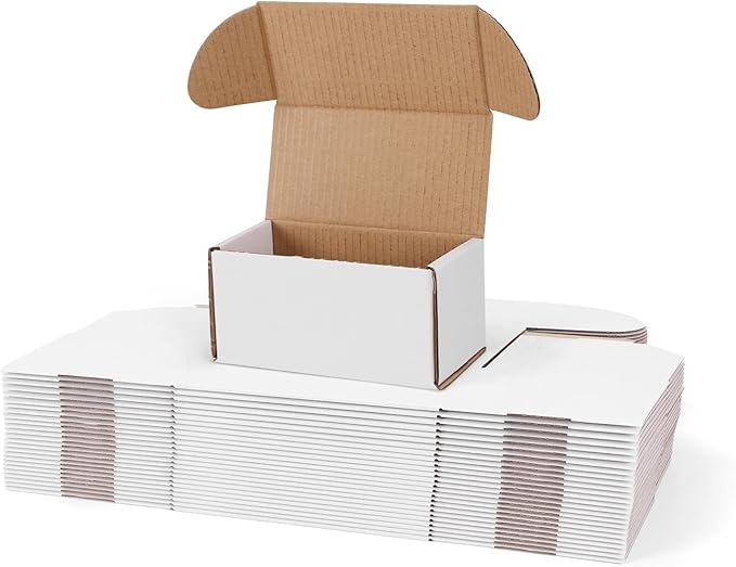 WIFTREY 40 Pack 4.6x2.2x2.2 Small Shipping Boxes for Packing Small Business, White Corrugated Cardboard mailing Box for Shipping