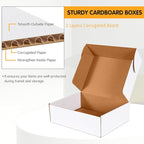 12x9x4 inch Shipping Boxes Set of 20, White Corrugated Cardboard Box Literature Mailer for Mailing Packing Moving and Storage