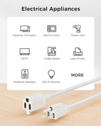 [UL Listed] Cable Matters 2-Pack 16 AWG Heavy Duty 13A Power Extension Cord - 10ft, 3 Prong Power Cord Extension, NEMA 5-15P to NEMA 5-15R, White