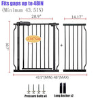 Baby Gates Extra Wide 43.5-48 Inch Wide Large Baby Gate for Stairs Tension Pet Dog Gates Indoor for Doorways No Drilling Pressure Mounted Pet Gates for Kids
