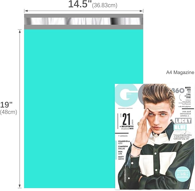 Fuxury Large Poly Mailers 14.5x19'' 100Pc, Waterproof Shipping Bags for Clothing, Strong Adhesive Mailers Poly Bags for Small Business Suppliers, Durable Shipping Envelopes Mailing Bags Teal