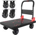 WUD Push Cart, Folding Mobile Platform Trolley,Thickened and Reinforced, 360° Swivel Wheels, 28.7 “L x 19.3 ”W, 661 lb.Black Dolly cart with Wheels