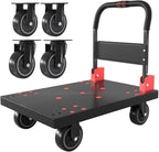 WUD Push Cart, Folding Mobile Platform Trolley,Thickened and Reinforced, 360° Swivel Wheels, 28.7 “L x 19.3 ”W, 661 lb.Black Dolly cart with Wheels