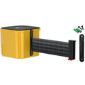 WM412 Retractable Belt Wall Mounted Yellow Crowd Control Barrier and Receiving End, 20' Black Belt