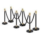 VEVOR Stanchions and Velvet Ropes, 6 Pcs Crowd Control Barriers with 4 Black Velvet Ropes, Stainless Steel Stanchion Post Queue with Sand Injection Hollow Base for Theater, Wedding, Party Supplies