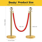 Stainless Steel Stanchion Post Queue 5 ft Red Velvet Rope Red Carpet Ropes and Poles Crowd Control Barriers Sand Injection Hollow Base and Velvet Ropes Set for Party Supplies (4 Pieces, Gold)