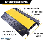 Kable Kontrol Atlas Heavy Duty Cable Protector Ramp - 2 Channel Bulk Wholesale Pallet - 20 Pcs - 35” Long Black & Yellow – 32000 Lbs Capacity - Rubber Speed Bump Wire Protector Cord Cover – CP9985