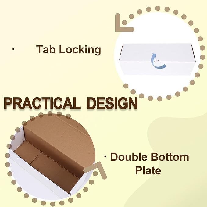 WIFTREY 12x4x4 Small Shipping Boxes set of 25, White Corrugated Cardboard Box 12''L x 4''W x 4'' H for Mailing Packing Shipping