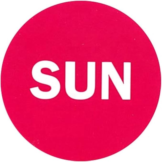 2" Round Hot Pink Day of The Week Color Coding Stickers, 500 per Roll (Sun)