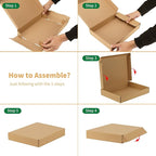 Trwcrt Shipping Boxes 13x10x2 Set of 20, Corrugated Cardboard Box for Packing Small Business, Brown
