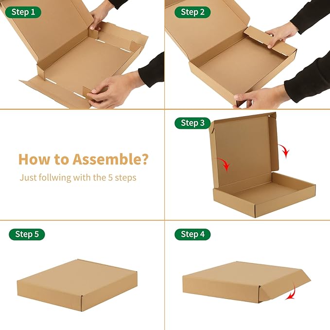 Trwcrt Shipping Boxes 13x10x2 Set of 20, Corrugated Cardboard Box for Packing Small Business, Brown