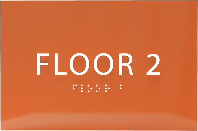 6" X4" Floor 2 Sign - ADA Compliant Tactile Graphics Grade 2 Braille Text | Wall Mount Plastic Directional Assistance, Floor Number Sign for Office, Schools, Hospitals, Apartments
