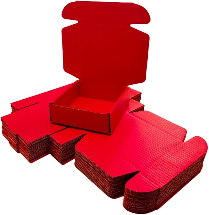 15 Pcs 6 x 6 x 2 inches Corrugated Cardboard Gift Boxes Recyclable Shipping Boxes for Mailing & Holidays, Wedding, Birthday, Gifts Packaging (Red, 6 x 6 x 2")