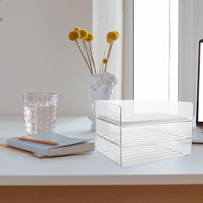 Stackable Desk Organizer Tray Paper Holder for Office File Storage and Document Sorting Practical Desktop Letter Tray for School and Home Use