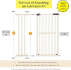 Lumizone Extra Tall Cat Gate Extension Kit 61.02" High Pressure Mounted 12.6" Extra Wide 1.37" Gap No Drilling Tall Pet Gate for Dogs (Cream, 12.60" W)