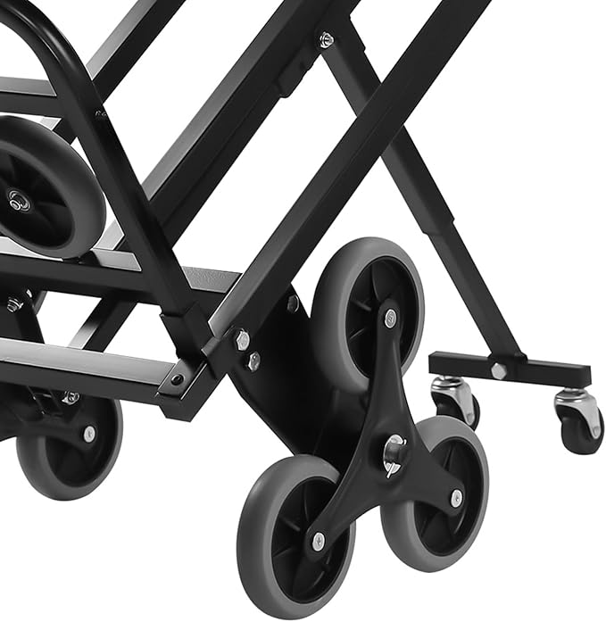 Folding Stair Climbing Dolly, Heavy Duty Stair Climbing Cart Dual-Purpose Cart 551 Lbs Capacity 33x40cm Extended Deck Dual-Wheel Support Bars Sturdy Wheels for Offices, Campsites, Event Venues