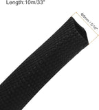 MECCANIXITY Braided Cable Sleeves Heat Shrinkable Fabric Sleeving, 5/16" 33ft Black 2:1 Ratio Heat Shrinkable Cord Protector for Harness Cable, Network Cable Protection, Cable Management