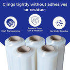 Rosmonde 18" Plastic Wrap for Moving, 5 Pack, 18" x 1500 ft Shrink Wrap, 80 Guage Thick, 9.4 lbs/Roll, Premium Shrink Wrap Roll, Hand Bulk Stretch Wrap, Heavy Duty Stretch Film for Moving & Pallets