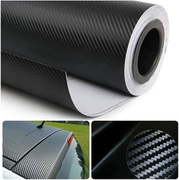 3D Black Carbon Fiber Vinyl Bubble Car Wrap Film Automotive DIY Decals (96" x 48" / 8 FT x 4 FT)