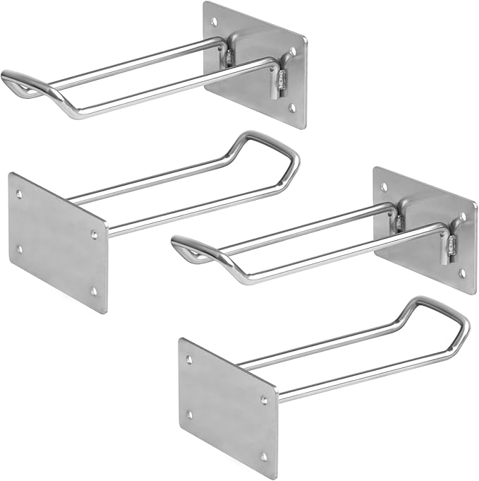 4 Pack 304 Stainless Steel Garage Wall Mount Rack Bracket, Wet Floor Safety Caution Sign Hanger, Heavy Duty Tool Organizer Storage System, Load 100 lbs