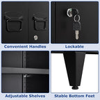 Metal Storage Cabinet with Lock, Locking Cabinets with 2 Doors and Shelves, Lockable Steel Locker Cupboard, Small Sideboard Buffet Cabinet for Home Office