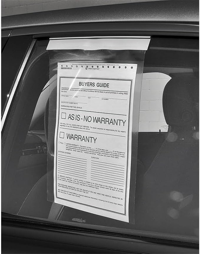 Generic Clip-On Window Form Holders - 9" x 13" Clear Pouch Form Holders for Car Dealership - Convenient Document Display Solution - Pack of 150
