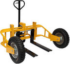 All Terrain Manual Pallet Truck with Guardrail, 2500 lbs Manual Pallet Lift Jack, Pallet Jack 3-Function Hand Pallet Trucks with Wheels, Adjustable Width Fork and Handle, 65.75"W x 55.35"D x 50.39"H