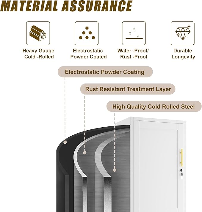 2 Door Metal Locker Cabinet, 19.7’’W Narrow Vertical Steel Storage Cabinet with Locking Door and 4 Adjustable Shelves, Garage Tool File Cabinets for Office, Kitchen, Bathroom, White
