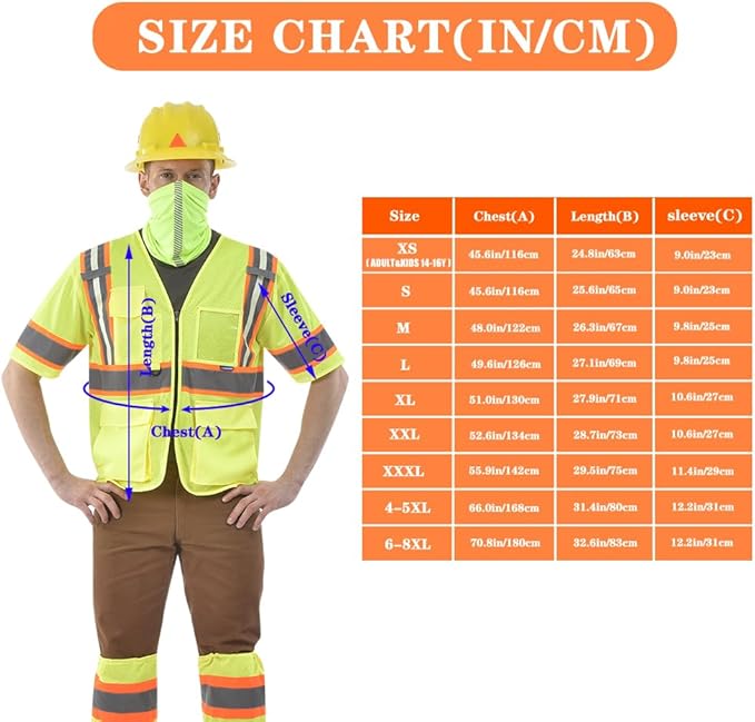 AYKRM 11 color High Vis Reflective Safety Vest for Women Men Security Pocket Zipper