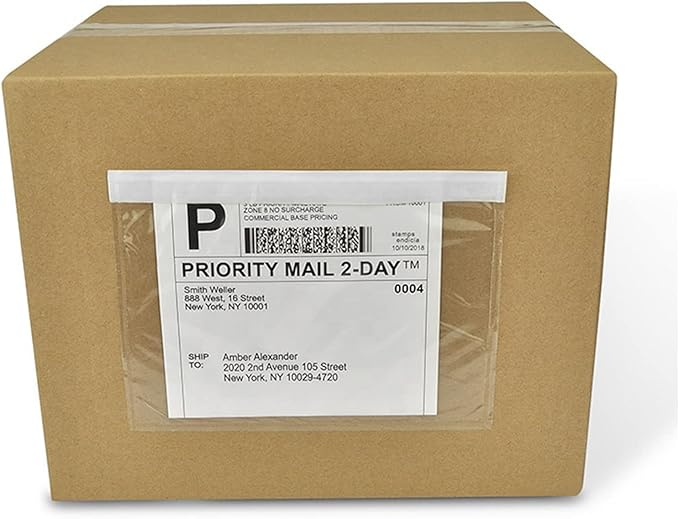 6" x 9" Shipping Label Sleeves, 200 Pack Clear Adhesive Top Loading Packing List, Self-Adhesive Packing List Waterproof Mailing Shipping Label Envelopes