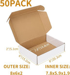 PHAREGE 8x6x2 Inch Shipping Boxes 50 Pack White, Tab Lock Tuck Top Mailer Boxes for Packaging Small Business, Cardboard Gift Boxes for Wrapping Mailing Present
