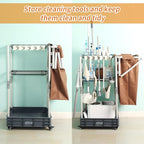 Janitorial cart Housekeeping cart Cleaning Cart on Wheels Housekeeping Caddy with Shelves Broom mop Holder