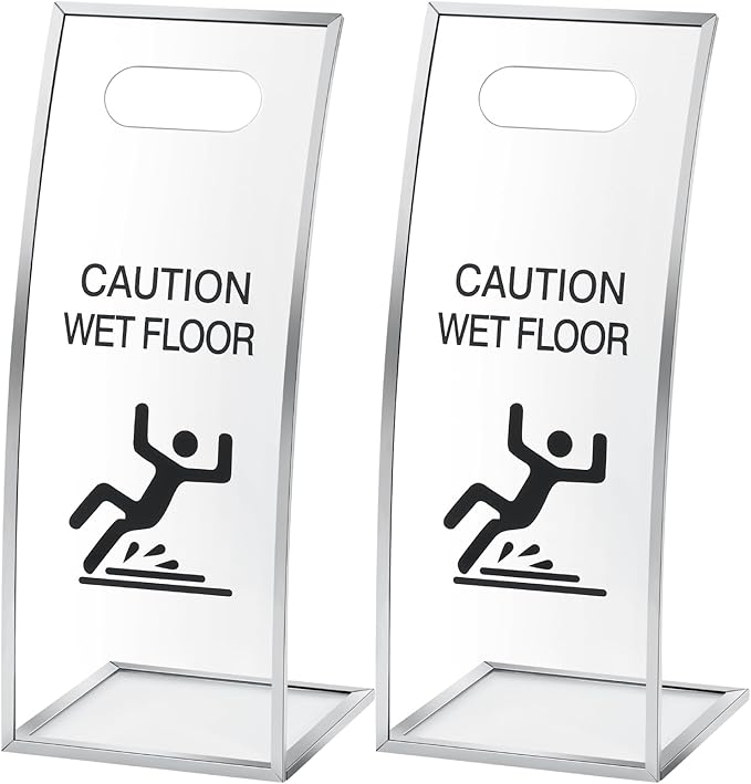 2 Packs 24 Inch Caution Wet Floor Sign Sturdy Acrylic Safety Warning Signs Safety Warning for Commercial Use Hotels High-end Exhibition Halls Market Schools Offices Restrooms Pool Decks Shops