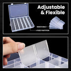 4pack 36 Grids Plastic Clear Organizer Box Bead Storage Containers with Adjustable Dividers for Craft Jewelry Fishing Tackles Parts Storage with 4 Sheets Label Stickers