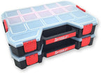Taytools 17 Compartment Large Parts Organizer Box - Dual Latch Portable Tool Box with Removeable Dividers for Storing Hardware, Screws, Bolts, Nails, Beads or Jewely